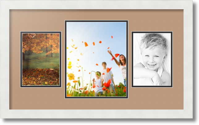 ArtToFrames Collage Mat Picture Photo Frame 3 Openings in Satin White 200