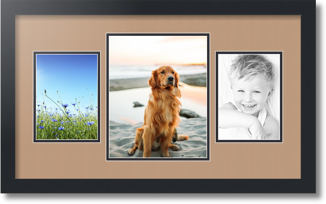 ArtToFrames Collage Mat Picture Photo Frame 3 Openings in Satin Black 200