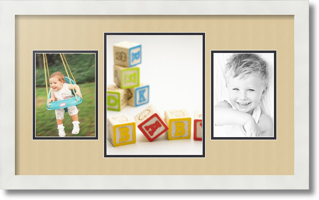 ArtToFrames Collage Mat Picture Photo Frame 3 Openings in Satin White 200