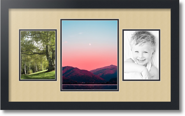 ArtToFrames Collage Mat Picture Photo Frame 3 Openings in Satin Black 200