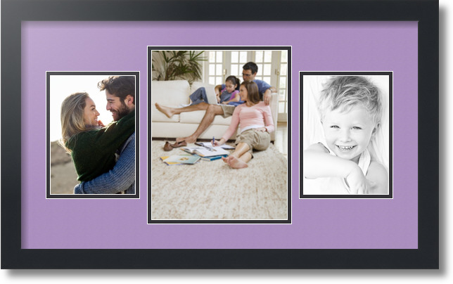 ArtToFrames Collage Mat Picture Photo Frame 3 Openings in Satin Black 200