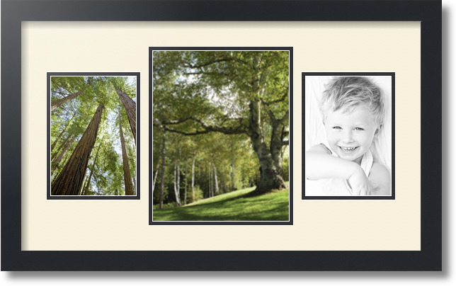 ArtToFrames Collage Mat Picture Photo Frame 3 Openings in Satin Black 200