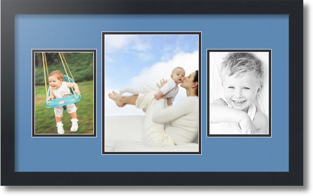 ArtToFrames Collage Mat Picture Photo Frame 3 Openings in Satin Black 200