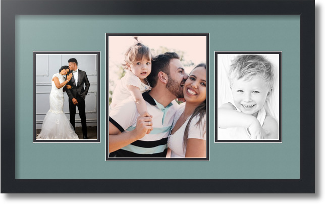 ArtToFrames Collage Mat Picture Photo Frame 3 Openings in Satin Black 200