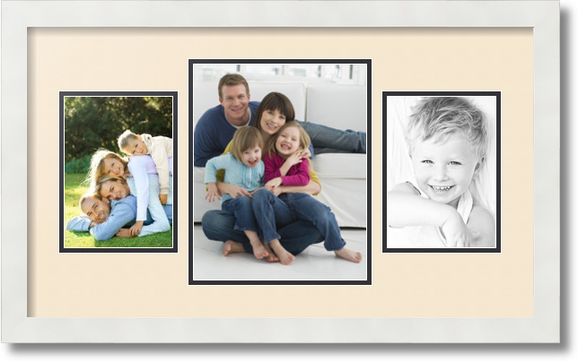 ArtToFrames Collage Mat Picture Photo Frame 3 Openings in Satin White 200