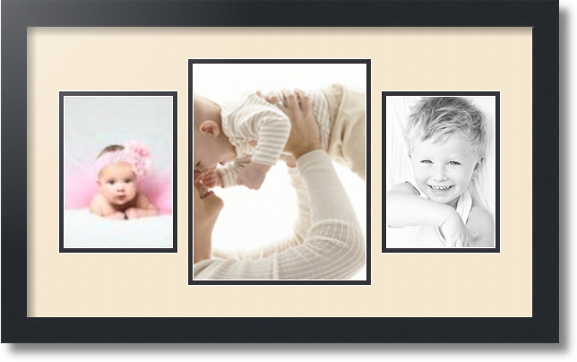 ArtToFrames Collage Mat Picture Photo Frame 3 Openings in Satin Black 200