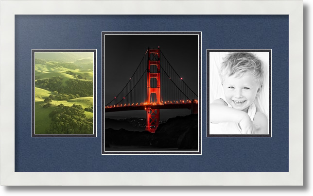 ArtToFrames Collage Mat Picture Photo Frame 3 Openings in Satin White 200