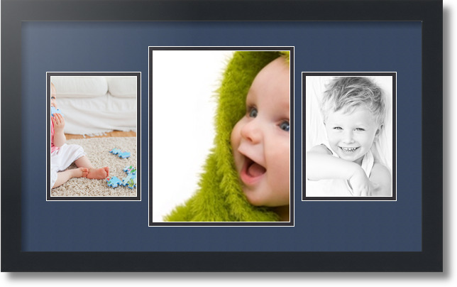 ArtToFrames Collage Mat Picture Photo Frame 3 Openings in Satin Black 200