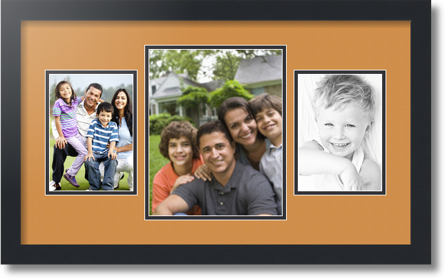 ArtToFrames Collage Mat Picture Photo Frame 3 Openings in Satin Black 200