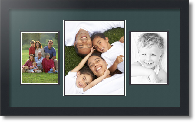 ArtToFrames Collage Mat Picture Photo Frame 3 Openings in Satin Black 200