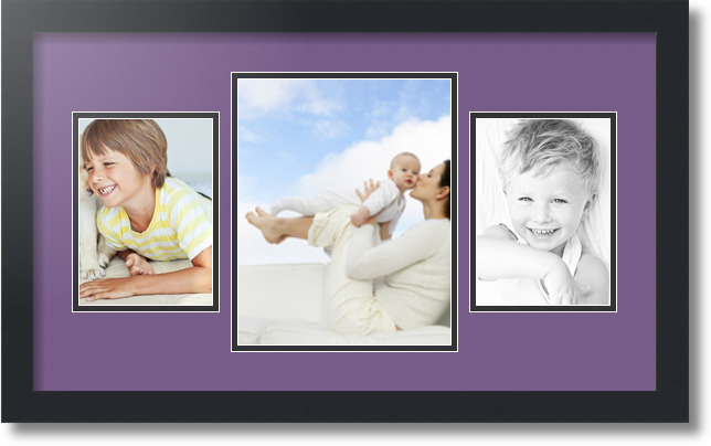 ArtToFrames Collage Mat Picture Photo Frame 3 Openings in Satin Black 200