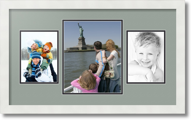 ArtToFrames Collage Mat Picture Photo Frame 3 Openings in Satin White 200