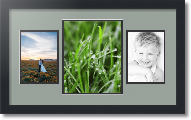 ArtToFrames Collage Mat Picture Photo Frame 3 Openings in Satin Black 200