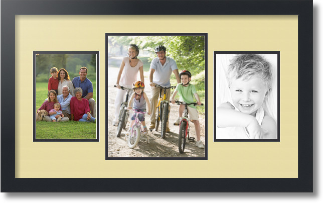 ArtToFrames Collage Mat Picture Photo Frame 3 Openings in Satin Black 200