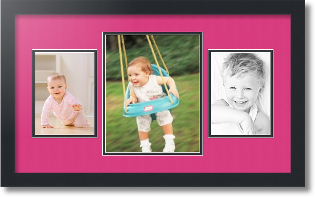 ArtToFrames Collage Mat Picture Photo Frame 3 Openings in Satin Black 200