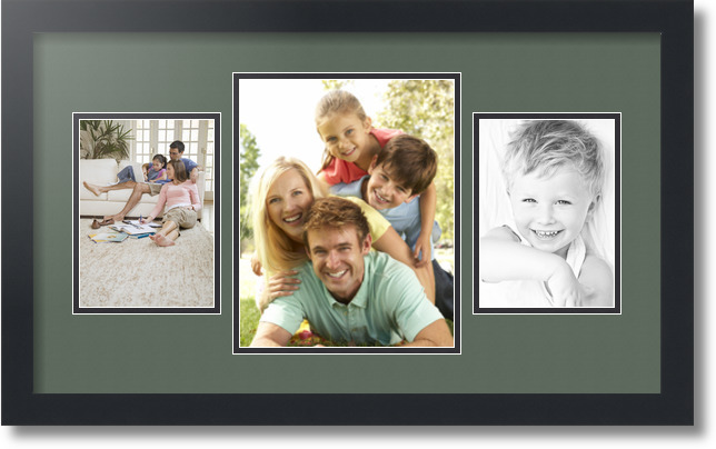 ArtToFrames Collage Mat Picture Photo Frame 3 Openings in Satin Black 200