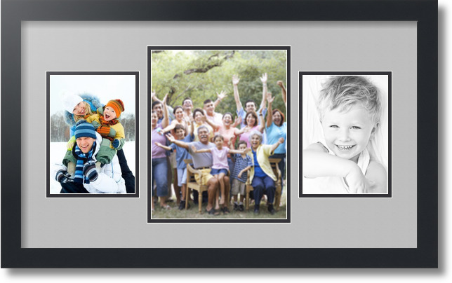 ArtToFrames Collage Mat Picture Photo Frame 3 Openings in Satin Black 200