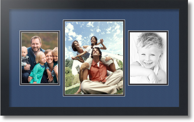 ArtToFrames Collage Mat Picture Photo Frame 3 Openings in Satin Black 200