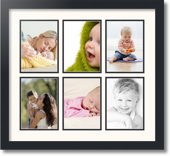 ArtToFrames Collage Photo Frame Double Mat with 2-16x20 Openings with Satin Black Frame and Brique mat.