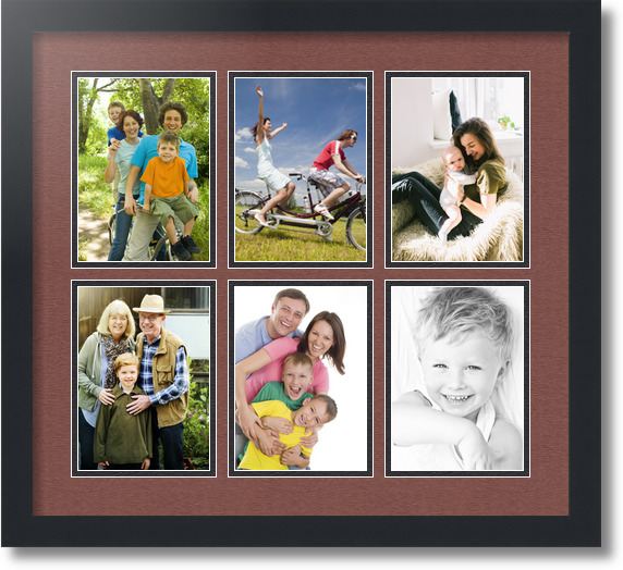  ArtToFrames Collage Photo Frame Single Mat with 4-5x7 Openings  and Satin Black Frame.