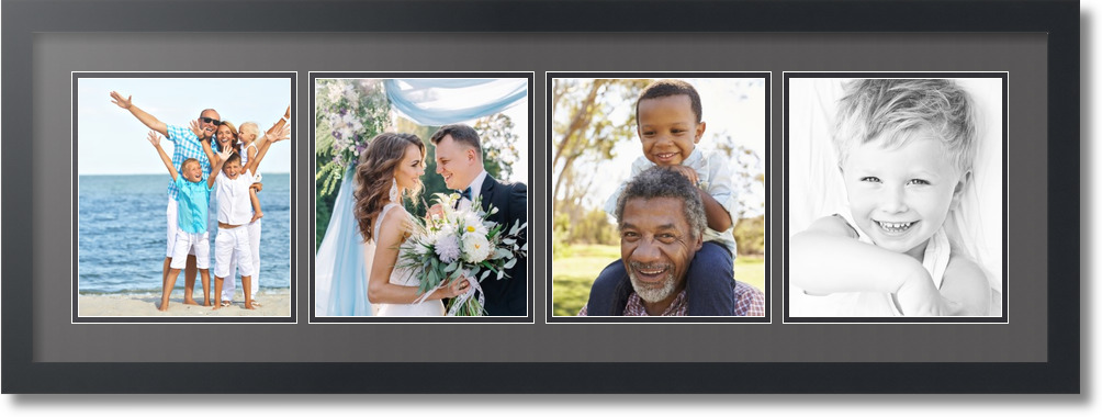 4 8x9" Openings in Satin Black 21 ArtToFrames Collage Mat Picture Photo Frame 