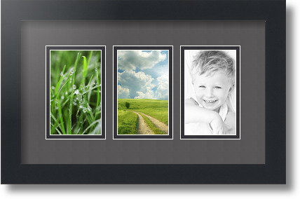 ArtToFrames Collage Mat Picture Photo Frame 3 5x7" Openings in Satin Black 390 