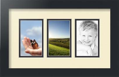ArtToFrames Collage Frame – Satin Black With 3 Openings For 5x5 Photos