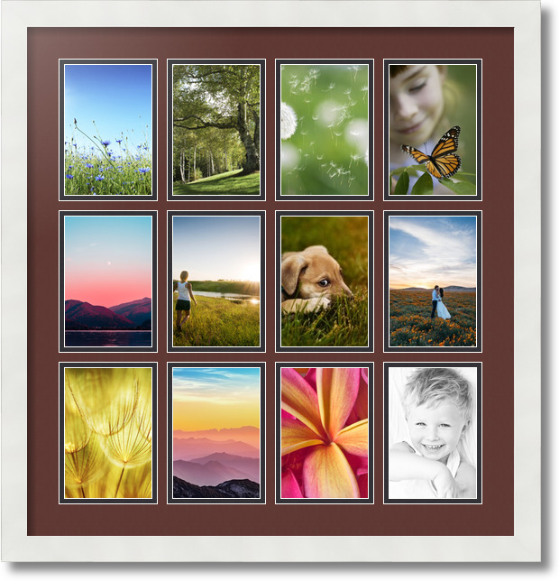 ArtToFrames Collage Mat Picture Photo Frame 12 4x6" Openings in Satin White 228