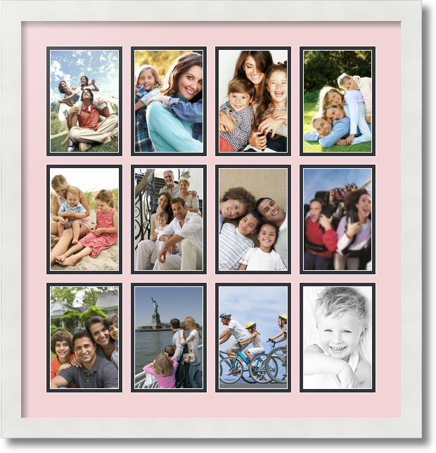 ArtToFrames Collage Mat Picture Photo Frame 12 4x6" Openings in Satin White 228