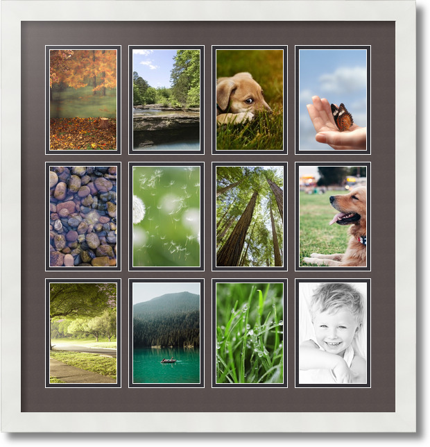 ArtToFrames Collage Mat Picture Photo Frame 12 4x6" Openings in Satin White 228