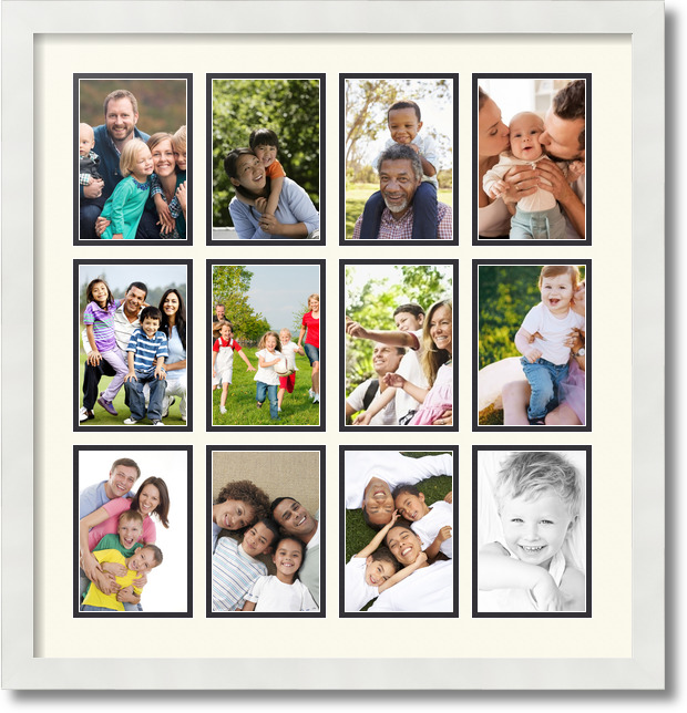 ArtToFrames Collage Mat Picture Photo Frame 12 4x6" Openings in Satin White 228