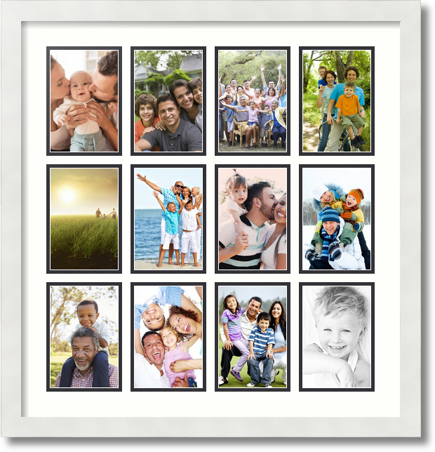 ArtToFrames Collage Mat Picture Photo Frame 12 4x6" Openings in Satin White 228