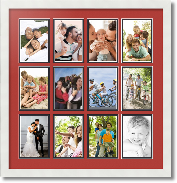 ArtToFrames Collage Mat Picture Photo Frame 12 4x6" Openings in Satin White 228