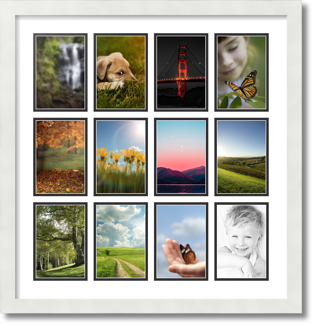 ArtToFrames Collage Mat Picture Photo Frame 12 4x6" Openings in Satin White 228