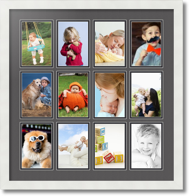 ArtToFrames Collage Mat Picture Photo Frame 12 4x6" Openings in Satin White 228