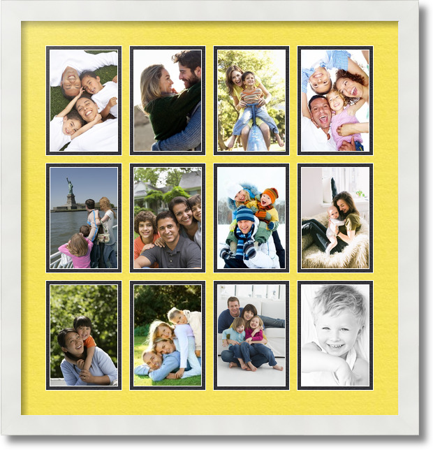 ArtToFrames Collage Mat Picture Photo Frame 12 4x6" Openings in Satin White 228