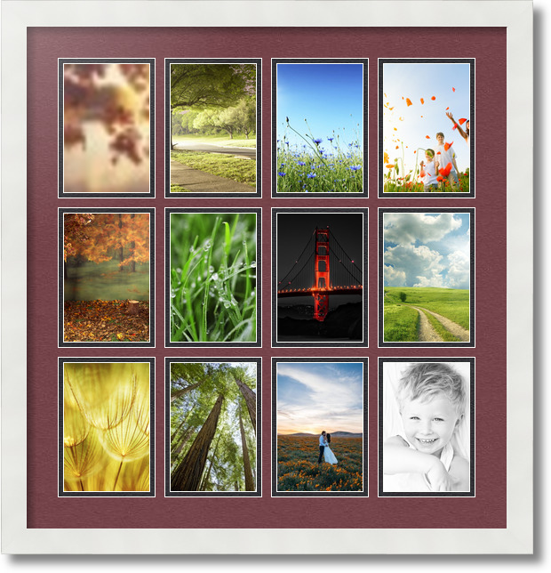 ArtToFrames Collage Mat Picture Photo Frame 12 4x6" Openings in Satin White 228