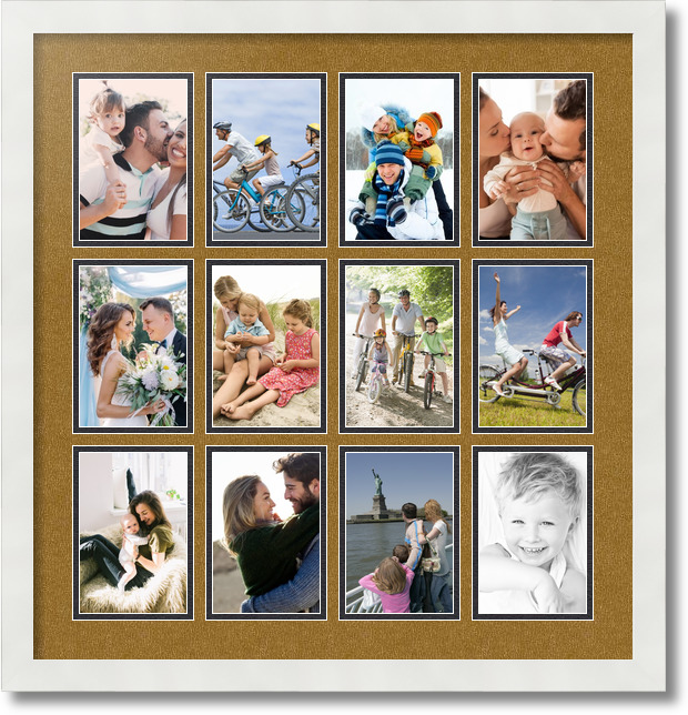 ArtToFrames Collage Mat Picture Photo Frame 12 4x6" Openings in Satin White 228