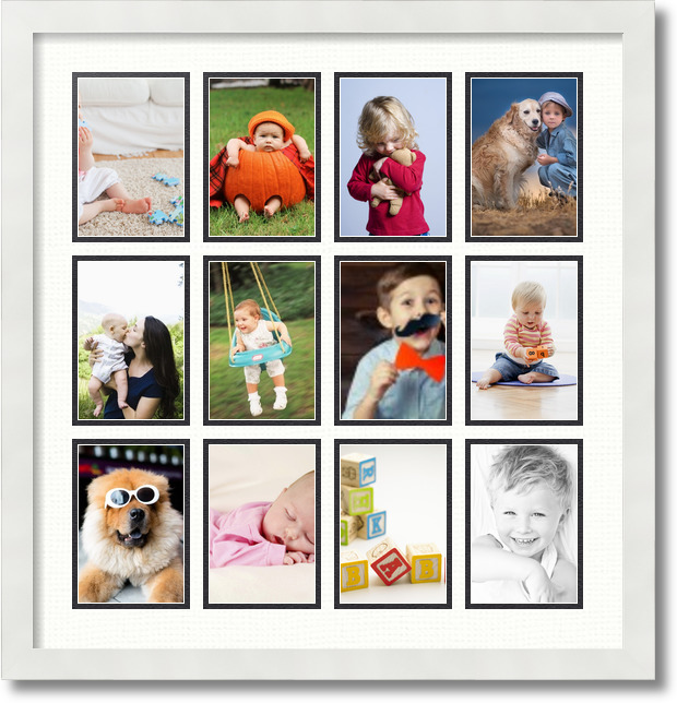 ArtToFrames Collage Mat Picture Photo Frame 12 4x6" Openings in Satin White 228