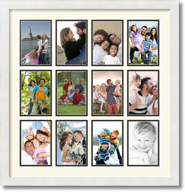 ArtToFrames Collage Mat Picture Photo Frame 12 4x6" Openings in Satin White 228