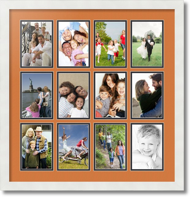 ArtToFrames Collage Mat Picture Photo Frame 12 4x6" Openings in Satin White 228