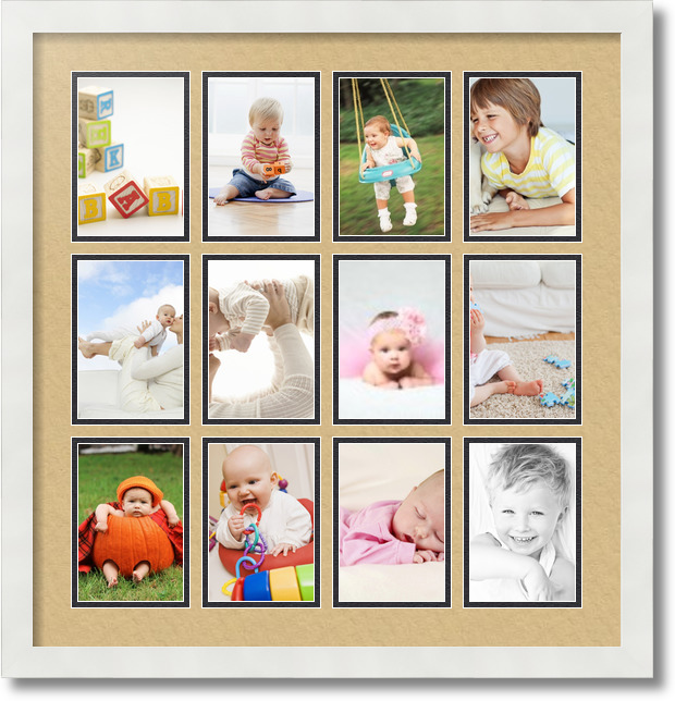 ArtToFrames Collage Mat Picture Photo Frame 12 4x6" Openings in Satin White 228