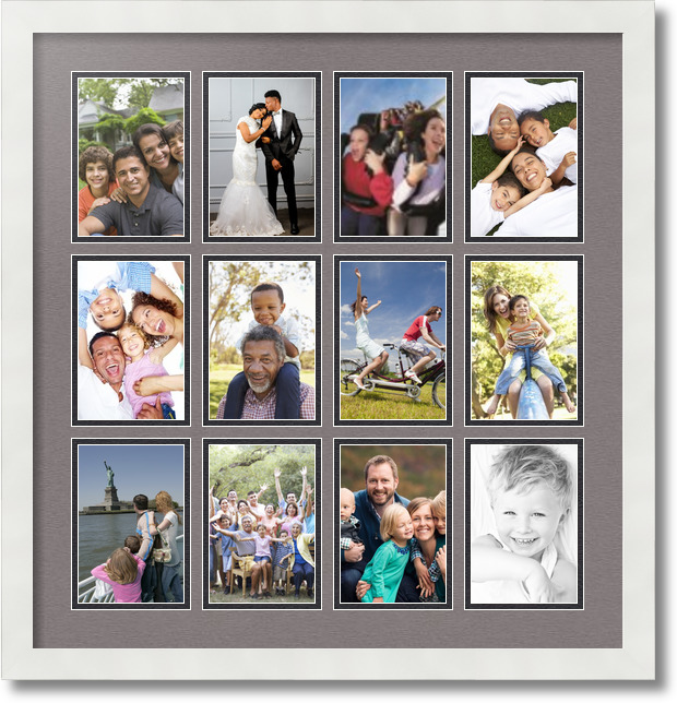 ArtToFrames Collage Mat Picture Photo Frame 12 4x6" Openings in Satin White 228