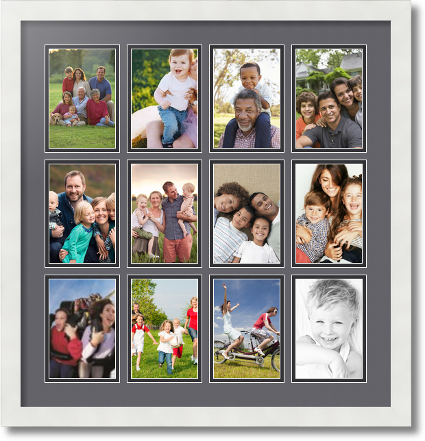 ArtToFrames Collage Mat Picture Photo Frame 12 4x6" Openings in Satin White 228