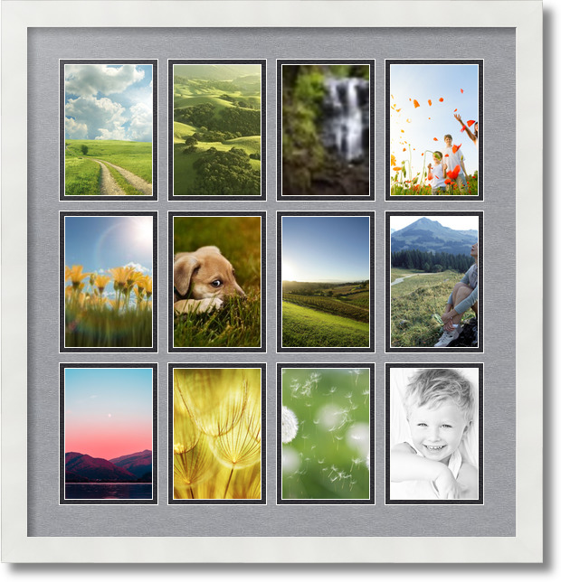 ArtToFrames Collage Mat Picture Photo Frame 12 4x6" Openings in Satin White 228