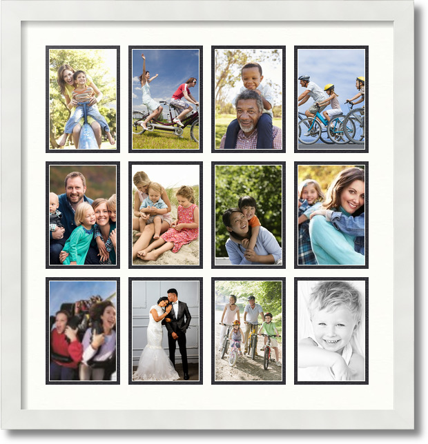 ArtToFrames Collage Mat Picture Photo Frame 12 4x6" Openings in Satin White 228