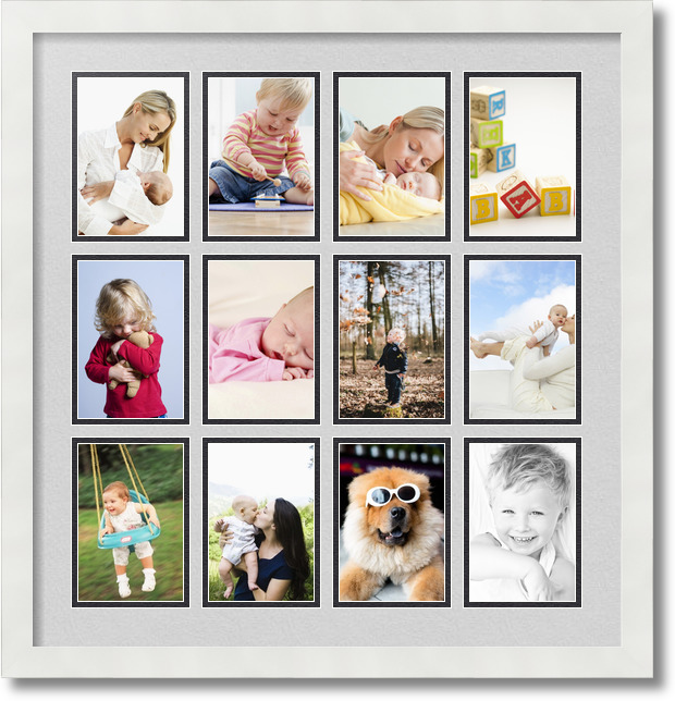 ArtToFrames Collage Mat Picture Photo Frame 12 4x6" Openings in Satin White 228