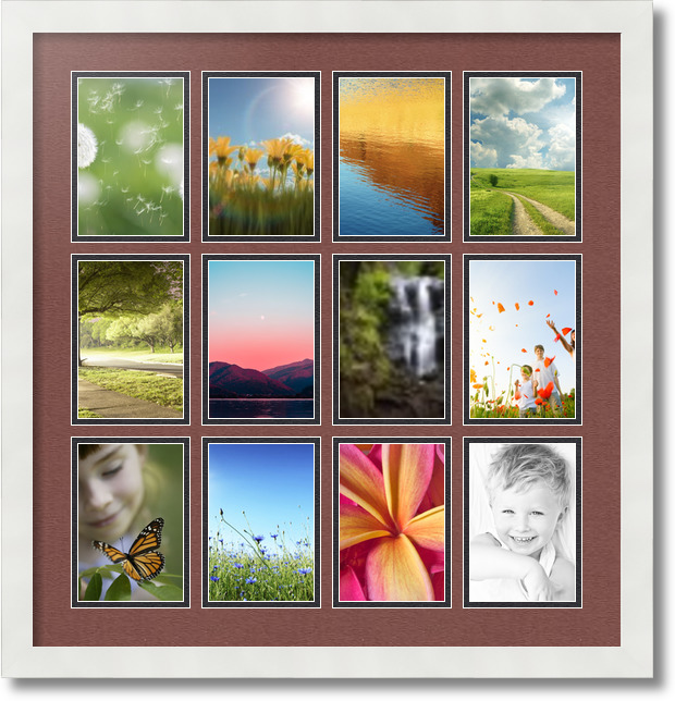 ArtToFrames Collage Mat Picture Photo Frame 12 4x6" Openings in Satin White 228