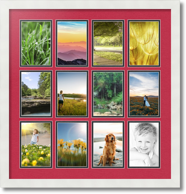 ArtToFrames Collage Mat Picture Photo Frame 12 4x6" Openings in Satin White 228