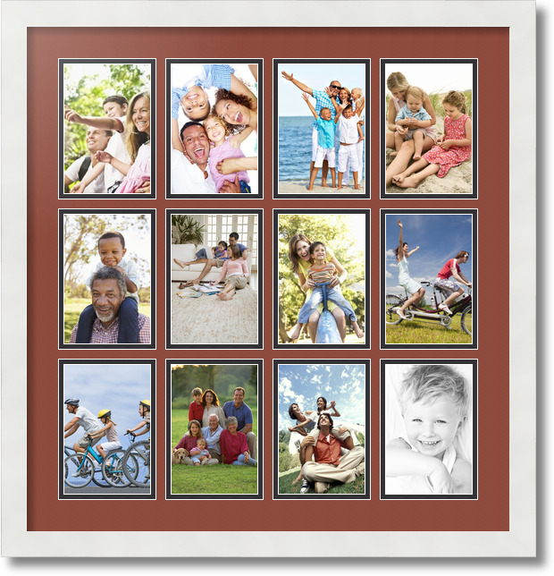 ArtToFrames Collage Mat Picture Photo Frame 12 4x6" Openings in Satin White 228